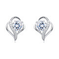 wholesale 925 Sterling Silver Elegant Heart-shaped Moissanite Earrings In Plated with White Gold-0-1