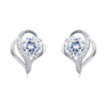 wholesale 925 Sterling Silver Elegant Heart-shaped Moissanite Earrings In Plated with White Gold-0-0