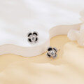 wholesale 925 Sterling Silver Elegant Floral Moissanite Stud Earrings With Black Accents-0-4