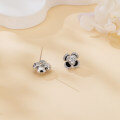 wholesale 925 Sterling Silver Elegant Floral Moissanite Stud Earrings With Black Accents-0-3