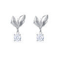 wholesale 925 Sterling Silver Elegant Leaf-inspired Moissanite Drop Earrings-0-1