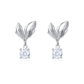 wholesale 925 Sterling Silver Elegant Leaf-inspired Moissanite Drop Earrings-0-0