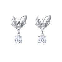 wholesale 925 Sterling Silver Elegant Leaf-inspired Moissanite Drop Earrings-style