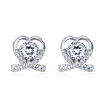 wholesale 925 Sterling Silver Elegant Heart-shaped Moissanite Earrings In Plated with White Gold With Sparkling Accents-0-1