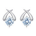 wholesale 925 Sterling Silver Elegant Crossed Prong Moissanite Stud Earrings In Plated with White Gold/silver Setting-0-0