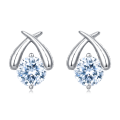 wholesale 925 Sterling Silver Elegant Crossed Prong Moissanite Stud Earrings In Plated with White Gold/silver Setting-0-5