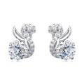 wholesale 925 Sterling Silver Elegant Moissanite-studded Silver Earrings With Twisted Vine Design-0-1