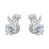 wholesale 925 Sterling Silver Elegant Moissanite-studded Silver Earrings With Twisted Vine Design-style