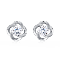 wholesale 925 Sterling Silver Elegant Floral Moissanite Stud Earrings In Sterling Silver-style