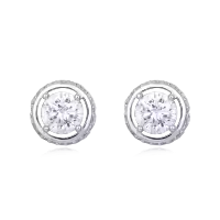 wholesale 925 Sterling Silver Elegant Silver Moissanite Halo Stud Earrings Wholesale With Pavé Accents-style