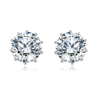 wholesale 925 Sterling Silver Elegant Six-prong Solitaire Moissanite Stud Earrings-style