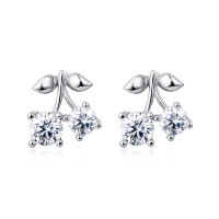 wholesale 925 Sterling Silver Cherry Moissanite Earrings: Luxury Sterling Silver Statement Jewelry With Sparkling Gems-style