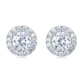 wholesale 925 Sterling Silver Classic Halo Moissanite Stud Earrings In Platinum-0-0