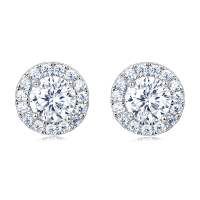 wholesale 925 Sterling Silver Classic Halo Moissanite Stud Earrings In Platinum-style