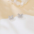 wholesale 925 Sterling Silver Elegant Floral Moissanite Earrings With Radiant Center Stones-0-5