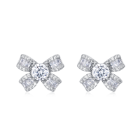 wholesale 925 Sterling Silver Elegant Floral Moissanite Earrings With Radiant Center Stones-style