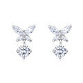 wholesale 925 Sterling Silver Elegant Moissanite Butterfly Earrings: Sparkling Brilliance In Every Flutter-0-1