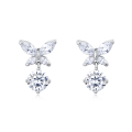wholesale 925 Sterling Silver Elegant Moissanite Butterfly Earrings: Sparkling Brilliance In Every Flutter-0-0