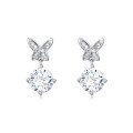 wholesale 925 Sterling Silver Elegant Moissanite Butterfly Earrings With Sparkling Wings And Central Gemstone-0-1
