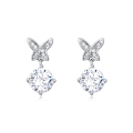 wholesale 925 Sterling Silver Elegant Moissanite Butterfly Earrings With Sparkling Wings And Central Gemstone-0-0