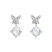 wholesale 925 Sterling Silver Elegant Moissanite Butterfly Earrings With Sparkling Wings And Central Gemstone-style
