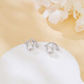 wholesale 925 Sterling Silver Elegant Silver Moissanite Stud Earrings With Curved Halo Design-0-1