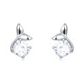 wholesale 925 Sterling Silver Elegant Moissanite Stud Earrings With Silver Floral Design And Accent Gems-0-1