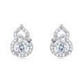 wholesale 925 Sterling Silver Elegant Moissanite Bow Earrings In Plated with White Gold Setting-0-1