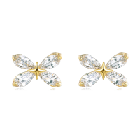 wholesale 925 Sterling Silver Elegant Butterfly Gemstone Earrings With Plated With Gold Accents-style