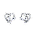 wholesale 925 Sterling Silver Elegant Heart-shaped Zircon Accent Silver Stud Earrings-0-0