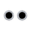 wholesale 925 Sterling Silver **luxury Zircon Hoop Earrings: Elegant Circular Design With Sparkling Gemstones**-0-1