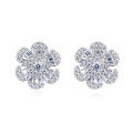 wholesale 925 Sterling Silver Elegant Floral Zircon Earrings-0-1