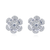 wholesale 925 Sterling Silver Elegant Floral Zircon Earrings-style