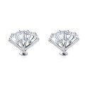 wholesale 925 Sterling Silver Elegant Triple Pear Zircon V-shape Plated with White Gold Stud Earrings-0-1