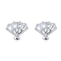 wholesale 925 Sterling Silver Elegant Triple Pear Zircon V-shape Plated with White Gold Stud Earrings-0-0