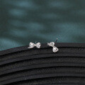 wholesale 925 Sterling Silver Elegant Zircon Bow Earrings In Plated with White Gold-0-5