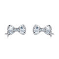 wholesale 925 Sterling Silver Elegant Zircon Bow Earrings In Plated with White Gold-0-1