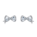 wholesale 925 Sterling Silver Elegant Zircon Bow Earrings In Plated with White Gold-0-0