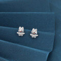 wholesale 925 Sterling Silver Chic Rabbit Pearl Earrings With Ruby Eyes And Star Accents-0-5