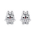 wholesale 925 Sterling Silver Chic Rabbit Pearl Earrings With Ruby Eyes And Star Accents-0-1