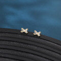 wholesale 925 Sterling Silver Elegant Butterfly Crystal Stud Earrings With Gold Accents-0-4