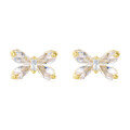 wholesale 925 Sterling Silver Elegant Butterfly Crystal Stud Earrings With Gold Accents-0-0