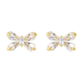 wholesale 925 Sterling Silver Elegant Butterfly Crystal Stud Earrings With Gold Accents-0-5