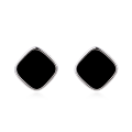 wholesale 925 Sterling Silver Modern Black Geometric Earrings With Metallic Accent-0-0
