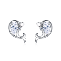 wholesale 925 Sterling Silver Heart-shaped Teardrop Gemstone Silver Earrings-style