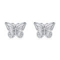 wholesale 925 Sterling Silver Elegant Sterling Silver Butterfly Stud Earrings With Intricate Cut-out Wings And Sparkling Accents-0-0