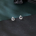 wholesale 925 Sterling Silver Elegant Teardrop Earrings With Black Gemstone And Zircon Accents-0-4