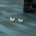 wholesale 925 Sterling Silver **butterfly Zircon Earrings In 18k Plated With Gold**-0-5