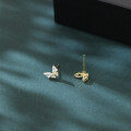 wholesale 925 Sterling Silver **butterfly Zircon Earrings In 18k Plated With Gold**-0-4