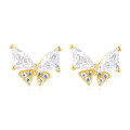 wholesale 925 Sterling Silver **butterfly Zircon Earrings In 18k Plated With Gold**-0-1